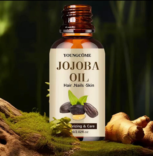 Nuvyra Jojoba Oil bottle in nature setting